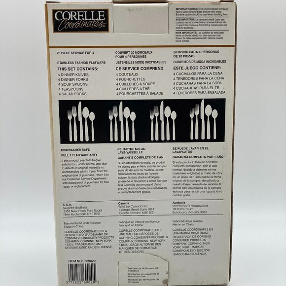 Corelle Coordinates Regent Sheffield Sand Art Flatware 20 Piece Set New In Box - Picture 2 of 4